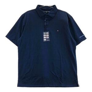 【新品】TOMMY HILFIGER GOLF トミー ヒルフィガーゴルフ 半袖ポロシャツ ロゴ 総柄 ネイビー系 XL [240101308147] ゴルフウェア メンズ