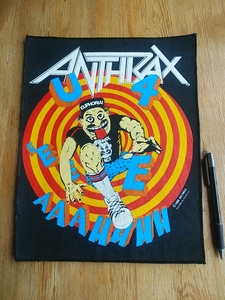 中古 ANTHRAX プリントバックパッチ ワッペン state of euphoria アンスラックス ヴィンテージ / slayer metallica megadeth pantera