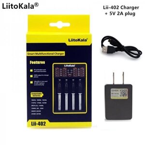 在庫限定 バッテリー充電器 AA / AAA Ni-MH li-ion 26650 18650 1835014500 LiitoKala Lii-402 USB ACアダプター付 即納可能 F