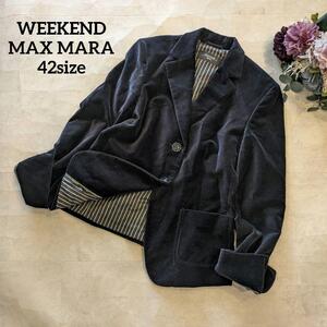 WEEKEND MAX MARA　ウィークエンドマックスマーラ　ベロア　ジャケット　ストライプ柄　42サイズ　黒　ブラック　XL