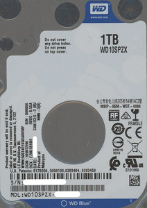 【中古】【ゆうパケット対応】WesternDigital HDD 2.5inch WD10SPZX 1TB 7mm 500～1000時間以内 [管理:1050024456]