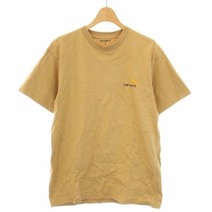 カーハート carhartt S/S AMERICAN SCRIPT T-SHIRT Tシャツ カットソー 半袖 ロゴ 刺繍 S ベージュ /TK メンズ