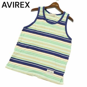 AVIREX アヴィレックス 春夏 刺繍★ マルチ ボーダー タンクトップ Sz.M　メンズ　A4T08188_7#D