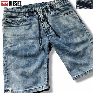 美品/Mサイズ●DIESEL ディーゼル ジョグ jogg ジーンズ デニム Gパン ハーフパンツ 半ズボン ストレッチ レザーパッチ リーフ総柄 28