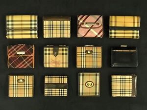 1円 BURBERRY バーバリー バーバリーズ ノバチェック 等 キャンバス 等 二つ折り がま口 財布 ウォレット 12点セット まとめ売り DA8726