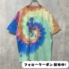 古着 used　Disney　ディズニー　半袖プリントTシャツ　ミッキー　オフィシャル　タイダイ　レインボー