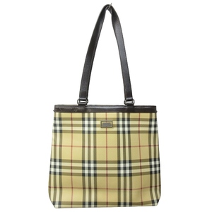 バーバリー ロンドン BURBERRY LONDON ノバチェック トートバッグ 肩掛け ロゴプレート PVC ベージュ IBO59 レディース