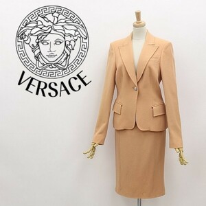 国内正規品◆VERSACE ヴェルサーチ メデューサ刺繍 ロゴ釦 ジャケット＆スカート スーツ セットアップ 38