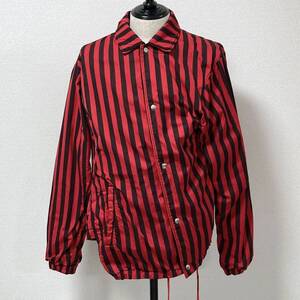 COMME des GARCONS SHIRT 捻れ 変形 ストライプ コーチジャケット 赤黒 Lサイズ コムデギャルソンシャツ ブルゾン archive 4080211