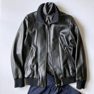 AMERICAN RAG CIE LEATHER RIDERS JACKET アメリカンラグシー 黒 羊革 1 スタンドリブジップアップジャケット ラムレザー ライダース