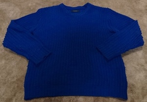Mサイズ RAGE BLUE 長袖 ニット セーター ざっくり ウール混 青・紺色