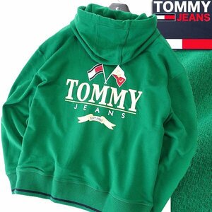 新品 1.7万 トミーヒルフィガー スケーター プレップ バック パーカー M 緑 【I47451】 TOMMY JEANS スウェット フーディー メンズ