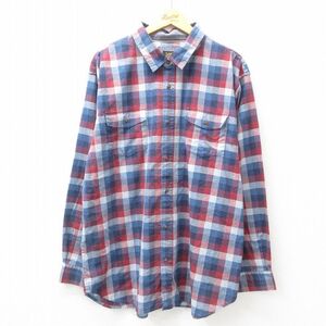 XL/古着 リー Lee 長袖 シャツ メンズ 紺他 ネイビー チェック 25jan14 中古 トップス