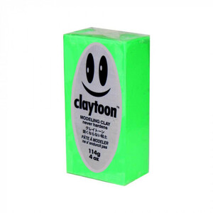 MODELING CLAY(モデリングクレイ)　claytoon(クレイトーン)　カラー油粘土　ネオングリーン　1/4bar(1/4Pound)　6個セット /a