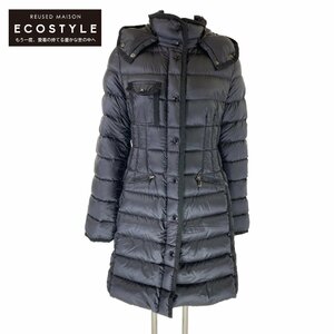 美品/国内正規 MONCLER モンクレール HERMINE エルミンヌ フード付 ダウン コート 1 ネイビー レディース