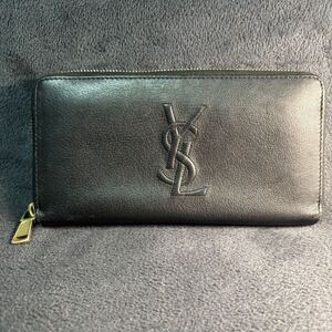 SAINT LAURENT ラウンドファスナー 長財布 イヴサンローラン サンローラン ブラック YSL 黒 レザー