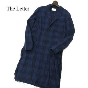 The Letters ザ レターズ 通年 カットオフ★ チェック ロング スプリング チェスター コート Sz.S　メンズ ネイビー 日本製　C3T01001_2#O