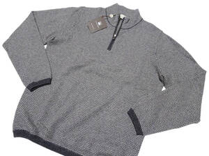 ◆COLOMBO/コロンボ◆極上 伊製 ハーフジップ キッドカシミヤフリースニット ヘリンボーン【54】(XL～相当) 19.8万