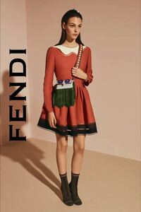 2017.18 Pre.collection■FENDI/フェンディ ワンピース/ドレス フェミニン シルク・カッティングアート 貴重・国内正規美品本物 40/M