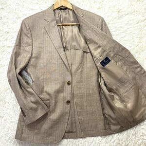 美品/XL相当◎BROOKS BROTHERS ブルックスブラザーズ テーラードジャケット サマージャケット アンコン リネン混 麻 ベージュ 春夏 54