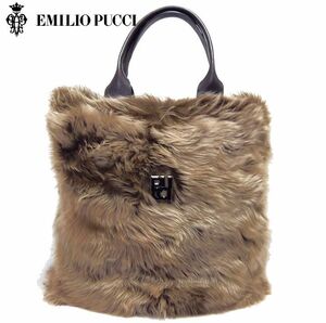 【34.6万新品！】EMILIO PUCCI エミリオ プッチ ◇贅を極めた佇まい◇リアルラビットファー トートバッグ 本物 SALE