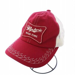 HYSTERIC GLAMOUR HIGH TIME メッシュキャップ 野球帽 帽子 バイカラー ワッペン F 赤 レッド ベージュ 02222QH02 /KH メンズ