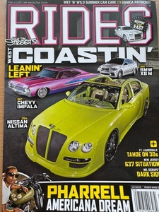 洋書『 RIDES 』　2010年7,8月号　カスタムカー雑誌　　PHARRELL　アメ車、DUB、セレブレティ、ラグジュアリー、DONK、LOWRIDER　　中古