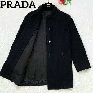 【極上品・極美品】プラダ PRADA チェスターコート ブラック 黒色 大きい サイズ 40 L 秋 冬 レディース フォーマル 日常使い 記念日