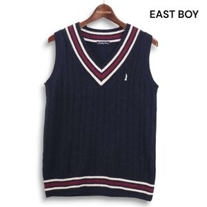 EAST BOY Venus イーストボーイ 刺繍♪ ウール ケーブル チルデン ニット スクール ベスト Sz.9　レディース 女子 学生　K4T02134_B#K