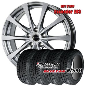 205/60R16 スタッドレスセット 1台分 ブリヂストン ブリザック WS90 E03 SLV 16インチ×6.5J +53 5H-114.3 タイヤ 2023-2024製 冬用