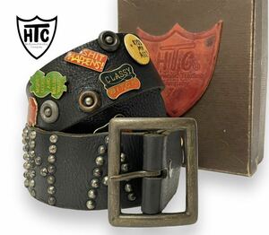 HTC SUN ON A BEACH Studs Belt エイチティーシー ロゴ スタッズ ピンバッチ レザー ベルト 本革 Hollywood Trading Company 正規品