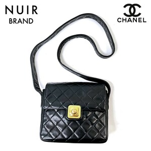 シャネル CHANEL ショルダーバッグ マトラッセ スクエア レザー ブラック