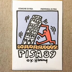 布 ポスター「キース・ヘリング　PISA 89　ピサの斜塔」