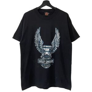 ■激レア■90s USA製 HARLEY DAVIDSON メタリック メタル メカ イーグル Tシャツ LXL相当 ハーレー ダビッドソン バイク ビンテージ