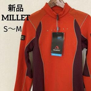 ミレー MILLET 長袖 ハーフジップ トップス フリース S〜M 登山 アウトドア メンズ レディース オレンジ