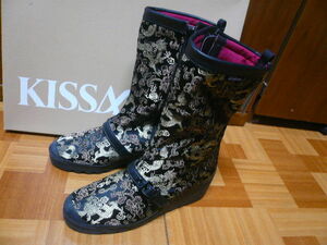 ☆KISSA SPORT 　高田喜佐　靴　デッドストック品　ブラックチャイナ　黒地・金龍（ドラゴン）未使用品　23.5㎝