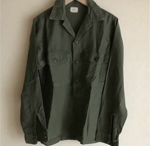 M★古着 長袖 ビンテージ ミリタリー シャツ 60s コットン USA製 緑　UTILITY SHIRT U.S.ARMY 米軍実物 ヴィンテージ