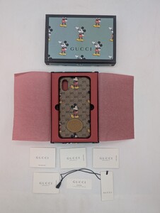 送料無料 GUCCI グッチ ディズニーコラボ ミッキーマウス マイクロGG PVC iPhone X/XS 対応 アイフォンケース ブラウン系 スマホケース