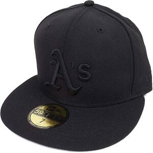 New Era ニューエラ MLB オークランド アスレチックス ベースボールキャップ（ブラック/ブラック）(7 55.8cm) [並行輸入品]