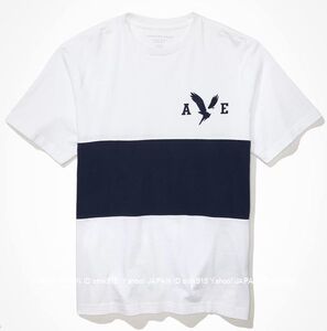 〓ラス２!! アメリカンイーグル/US L/AE Super Soft Striped Graphic Tシャツ/White