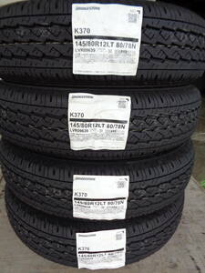 Ａ150-6　新品ＢＳブリヂストン　Ｋ370　145/80Ｒ12ＬＴ　80/78Ｎ（145Ｒ12-6ＰＲ）日本製４本セット　2023年製安！！