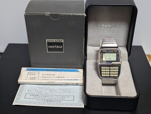 【60】CASIO 古い腕時計 データバンク DBC-150 デジタル時計 電池交換済み 可動品 化粧箱 内箱 取説 保証書付き 1998年3月購入 極美品