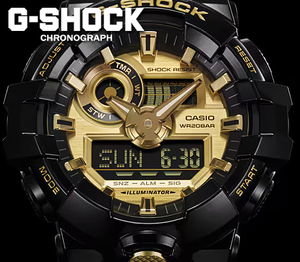 Garishカラーシリーズモデル【G-SHOCK】CASIO カシオ Gショック 多彩な機能 1/100秒クロノグラフ搭載 ブラック×ゴールド 新品