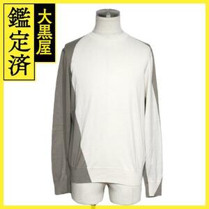 HERMES　エルメス　衣類　セーター　メンズM　アイボリー／グレー　コットン／カシミヤ　2143000675019　【200】