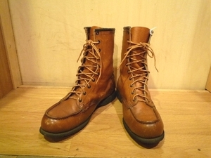 美品 60～70’s ビンテージ RED WING レッドウイング 品番2066 USA製 編み上げブーツ 10ホール 茶色 靴 9(26.5～27cm位) ワイズC レア！