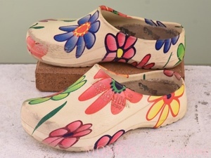 MK287◆ドイツ製【ビルケンシュトック BIRKENSTOCK】園芸サンダル サボ 花柄 白 レディース 23cm 