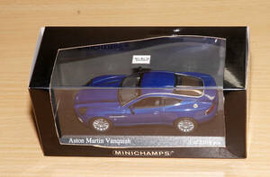 ミニチャンプス 1/43　アストンマーチンヴァンキッシュ Aston Martin Vanquish Blue Minichamps 左ミラーの付け根に接着跡 送料無料