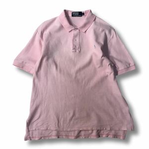 《良品◎》POLO RALPH LAUREN ポロラルフローレン★ワンポイント*デザインポロシャツ*パステルピンク*サイズL(MS2810)◆S60