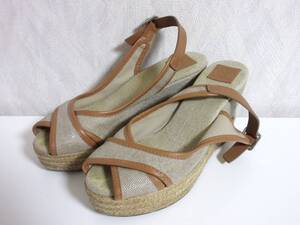 トリーバーチ TORY BURCH ウェッジソール サンダル ベージュ 35 1/2 北4341