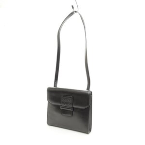 □517338 LOEWE ロエベ ショルダーバッグ アナグラム フラップバッグ レザー ヴィンテージ レディース ブラック